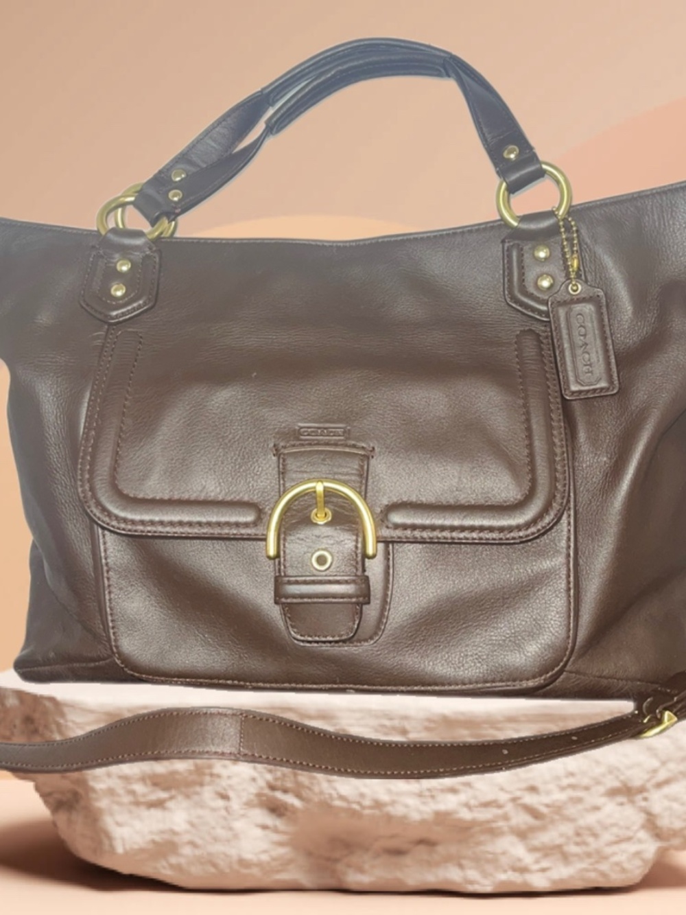 Coach Campbell Leather Carryall Chocolate Handbag